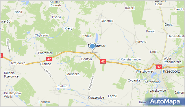 mapa Strzelce Małe, Strzelce Małe gmina Masłowice na mapie Targeo